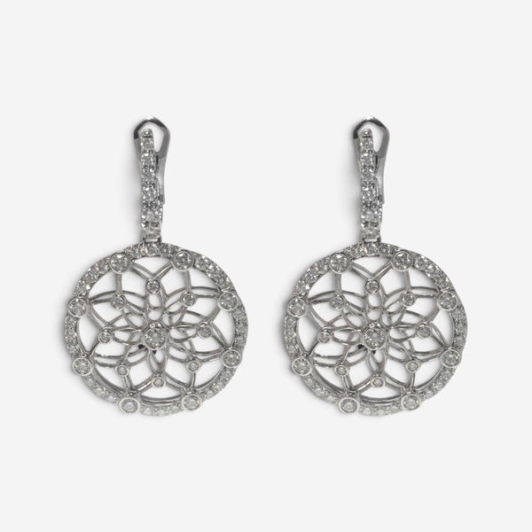 Luca Carati 18K White Gold Diamond Medium Drop Earrings 048354
