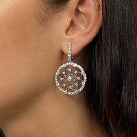 Luca Carati 18K White Gold Diamond Medium Drop Earrings 048354