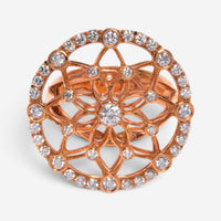 Luca Carati 18K Rose Gold Diamond Large Cocktail Ring Sz. 6.75 048359