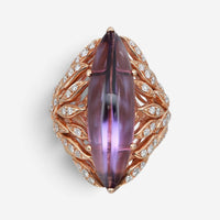Luca Carati 18K Rose Gold Amethyst & Diamond Cocktail Ring Sz. 6.75 048366