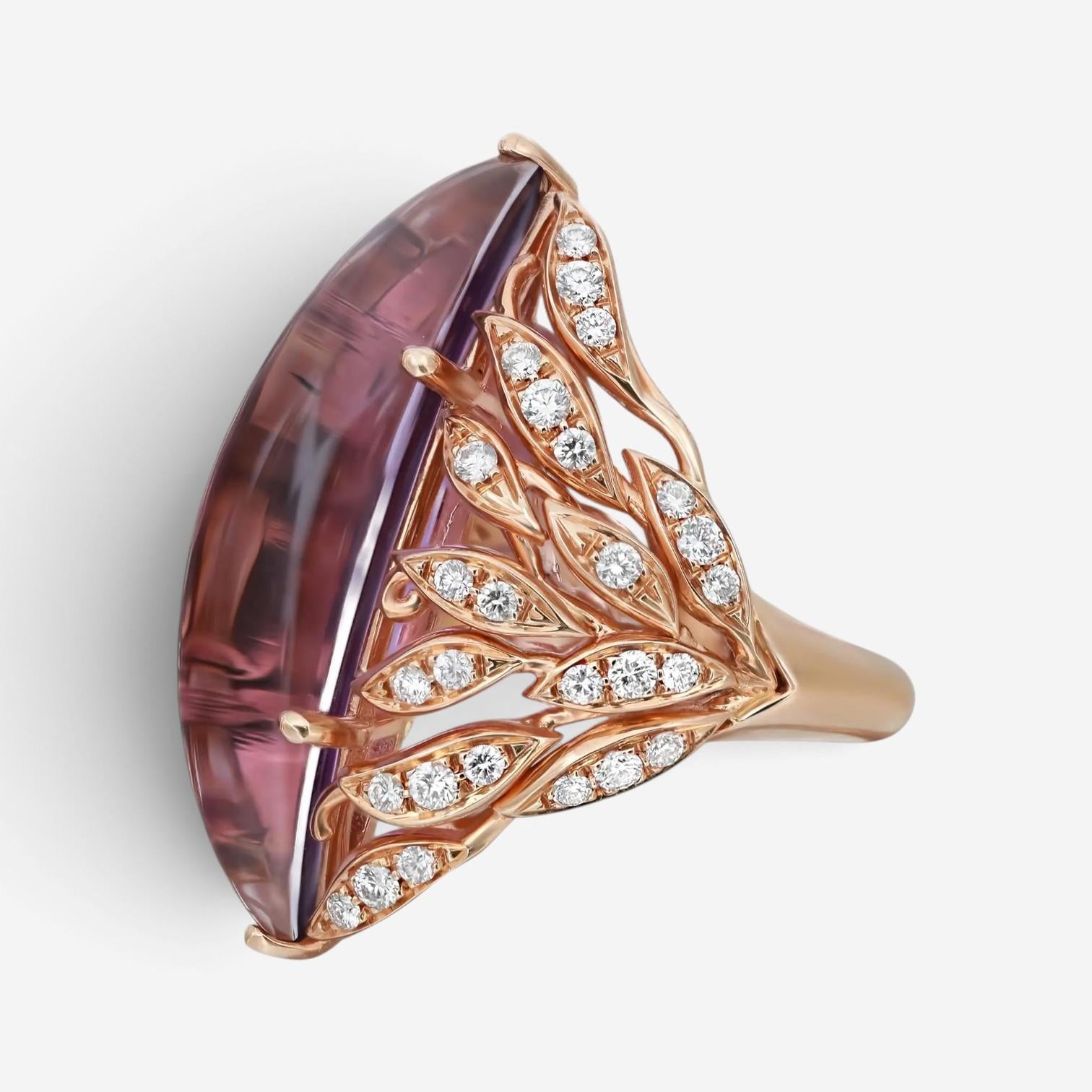 Luca Carati 18K Rose Gold Amethyst & Diamond Cocktail Ring Sz. 6.75 048366