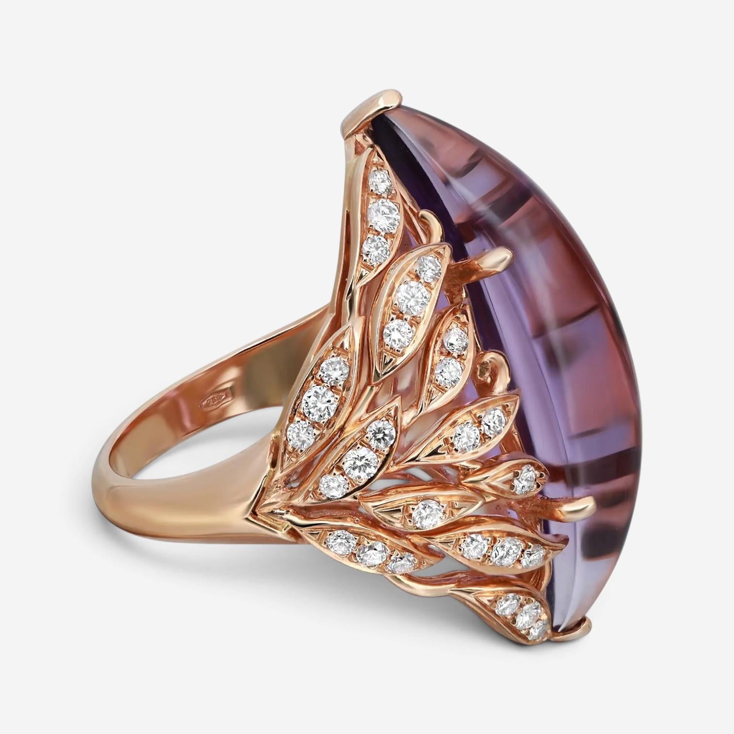 Luca Carati 18K Rose Gold Amethyst & Diamond Cocktail Ring Sz. 6.75 048366