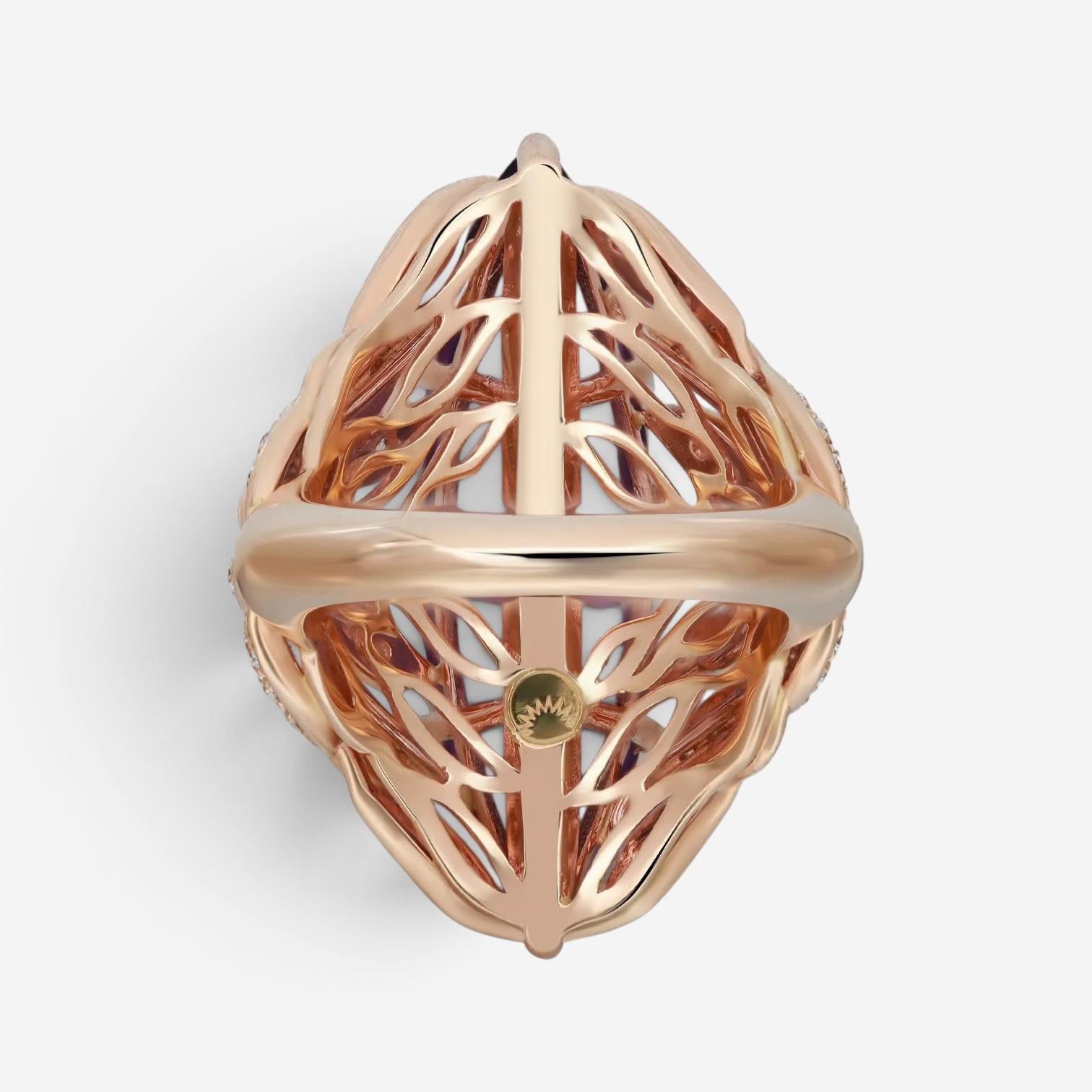 Luca Carati 18K Rose Gold Amethyst & Diamond Cocktail Ring Sz. 6.75 048366