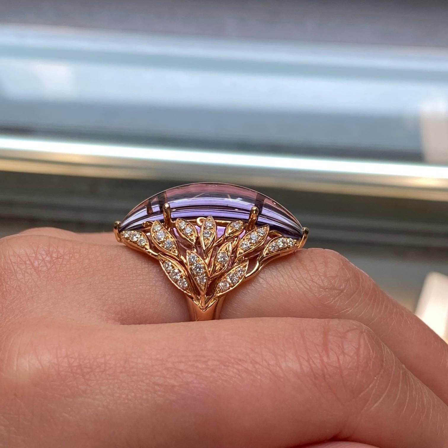 Luca Carati 18K Rose Gold Amethyst & Diamond Cocktail Ring Sz. 6.75 048366