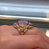 Luca Carati 18K Rose Gold Amethyst & Diamond Cocktail Ring Sz. 6.75 048366