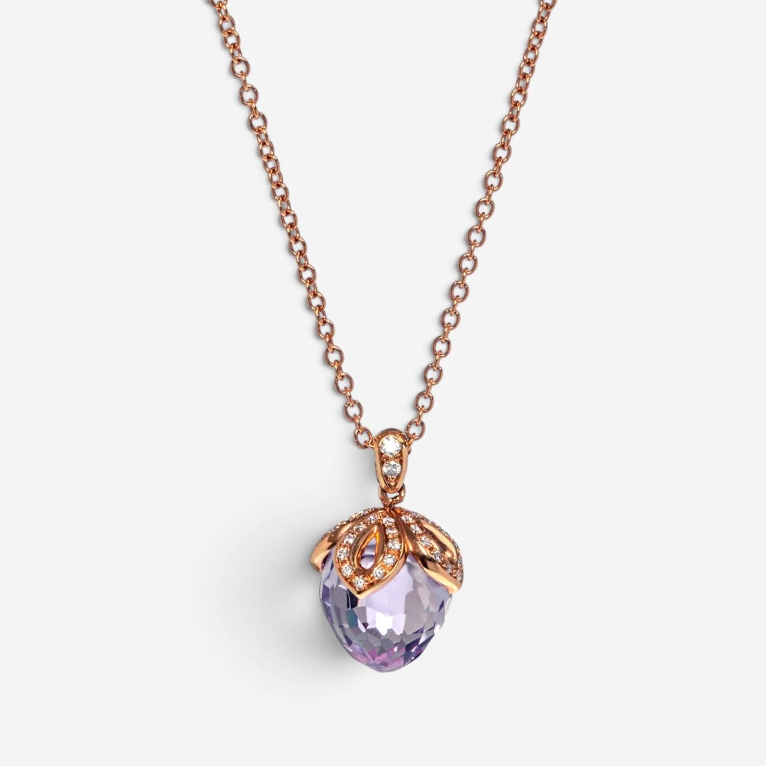 Luca Carati 18K Rose Gold Amethyst & Diamond Pendant Necklace G935C-BD5B