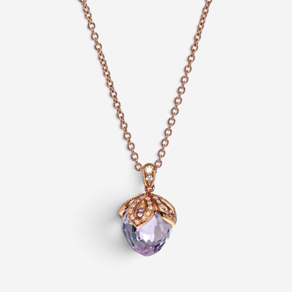 Luca Carati 18K Rose Gold Amethyst & Diamond Pendant Necklace G935C-BD5B