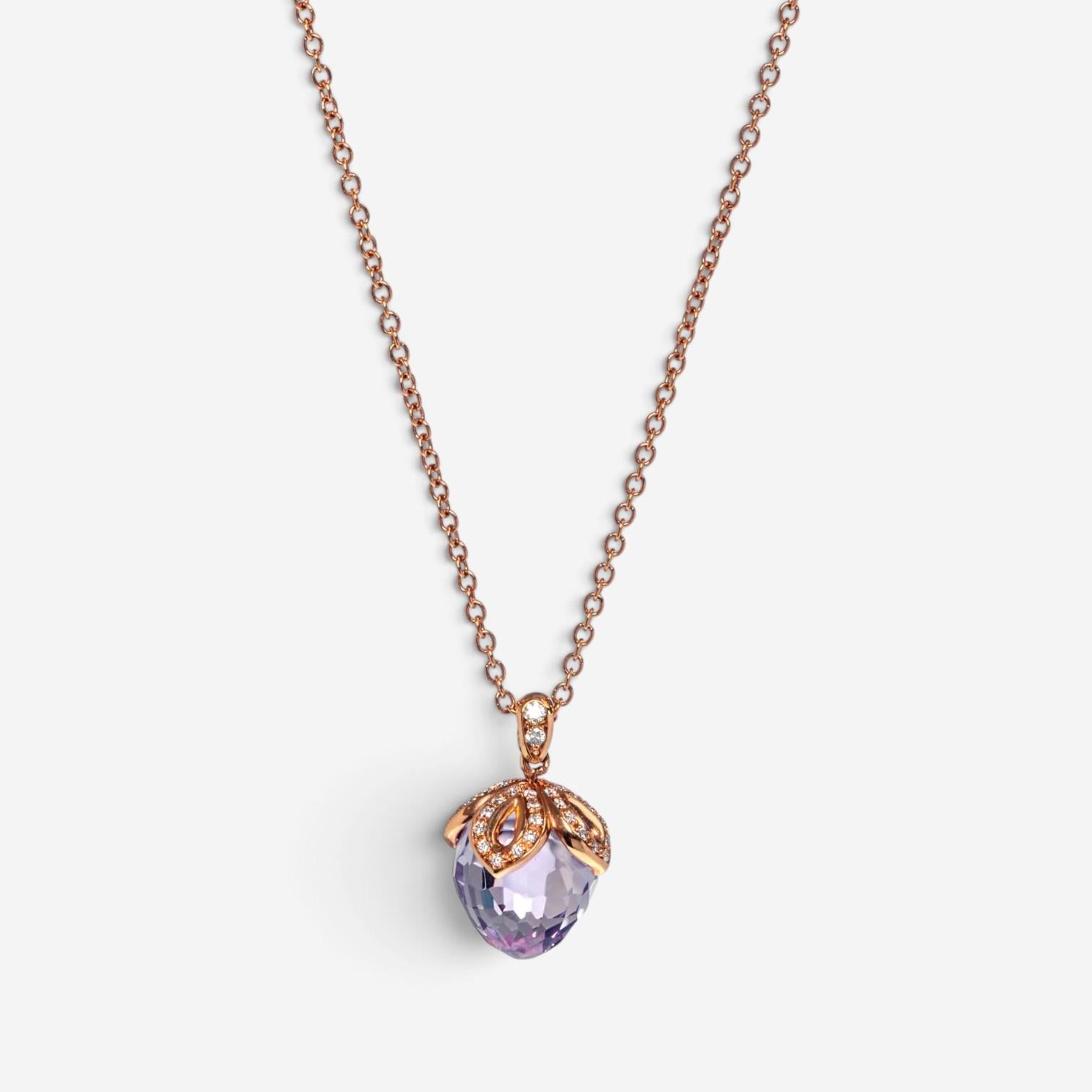 Luca Carati 18K Rose Gold Amethyst & Diamond Pendant Necklace G935C-BD5B