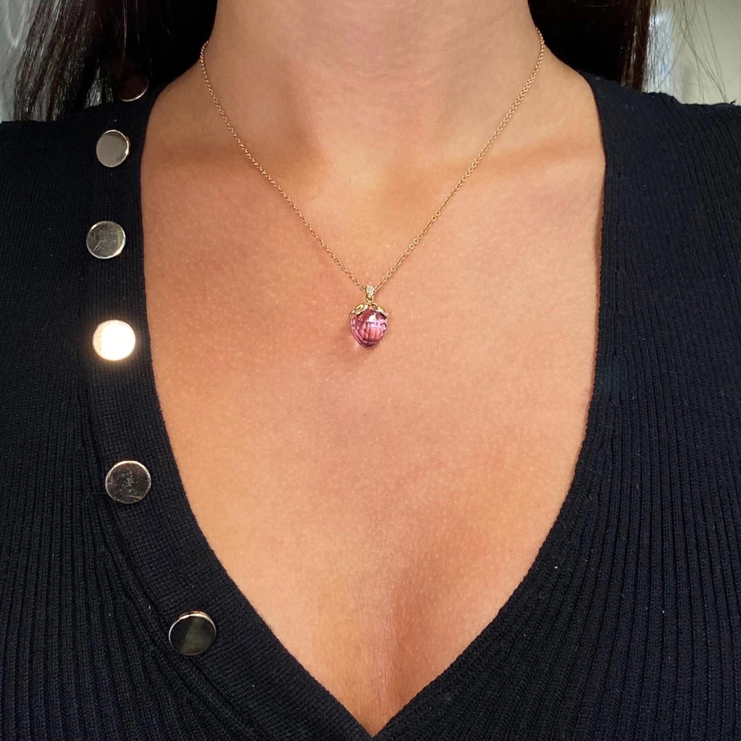 Luca Carati 18K Rose Gold Amethyst & Diamond Pendant Necklace G935C-BD5B