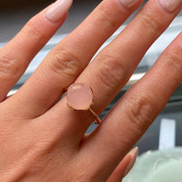 Luca Carati 18K Rose Gold Chalcedony & Diamond Ring Sz. 7 048374