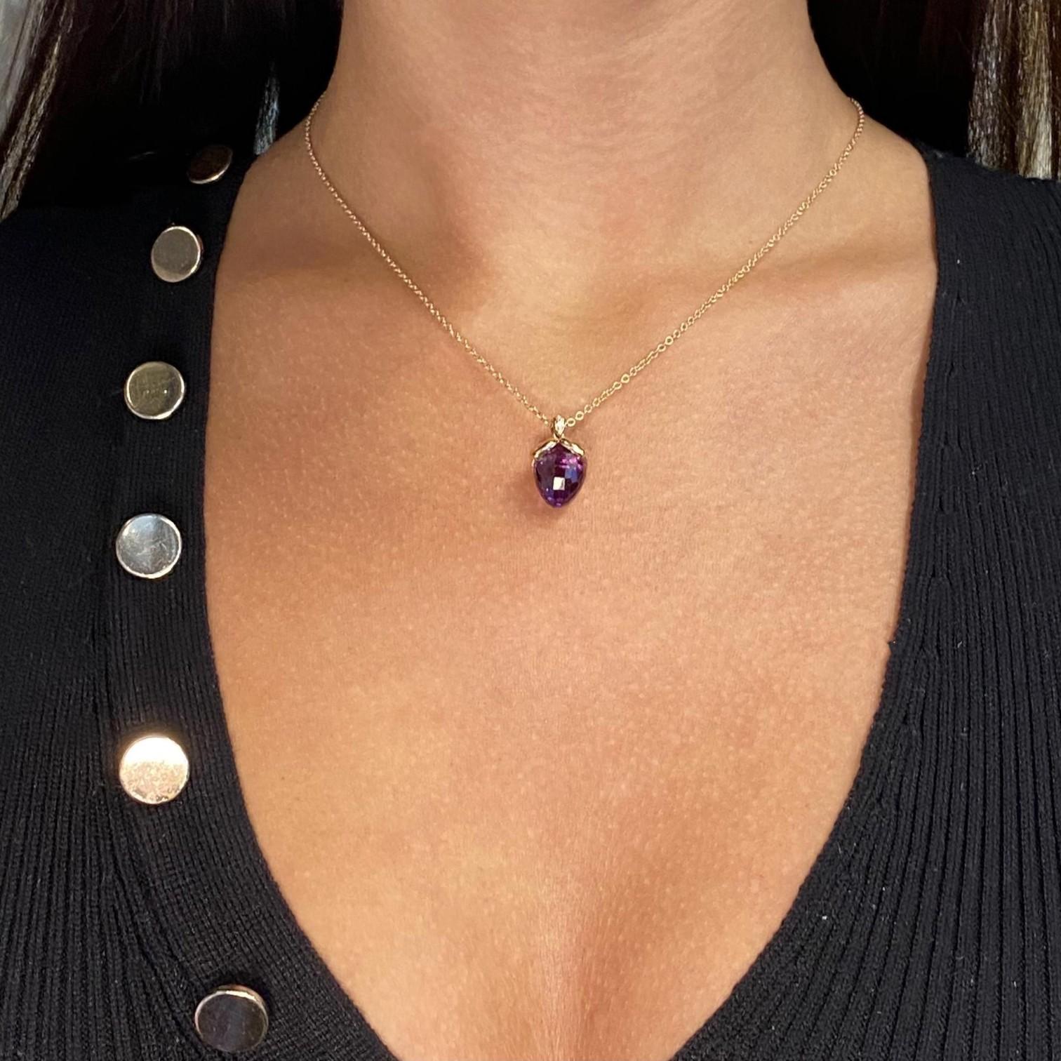 Luca Carati 18K Rose Gold Amethyst & Diamond Pendant Necklace G943C-B619