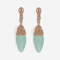 Luca Carati 18K Yellow Gold Chalcedony & Diamond Drop Earrings 048380