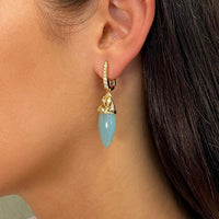 Luca Carati 18K Yellow Gold Chalcedony & Diamond Drop Earrings 048380