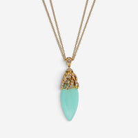 Luca Carati 18K Yellow Gold Chalcedony & Diamond Pendant Necklace 048383