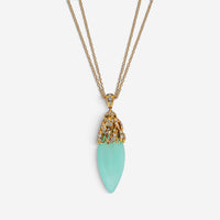 Luca Carati 18K Yellow Gold Chalcedony & Diamond Pendant Necklace 048383