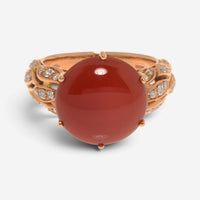 Luca Carati 18K Rose Gold Red Agate & Diamond Ring Sz. 7.5 048390