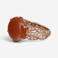 Luca Carati 18K Rose Gold Red Agate & Diamond Ring Sz. 7.5 048390