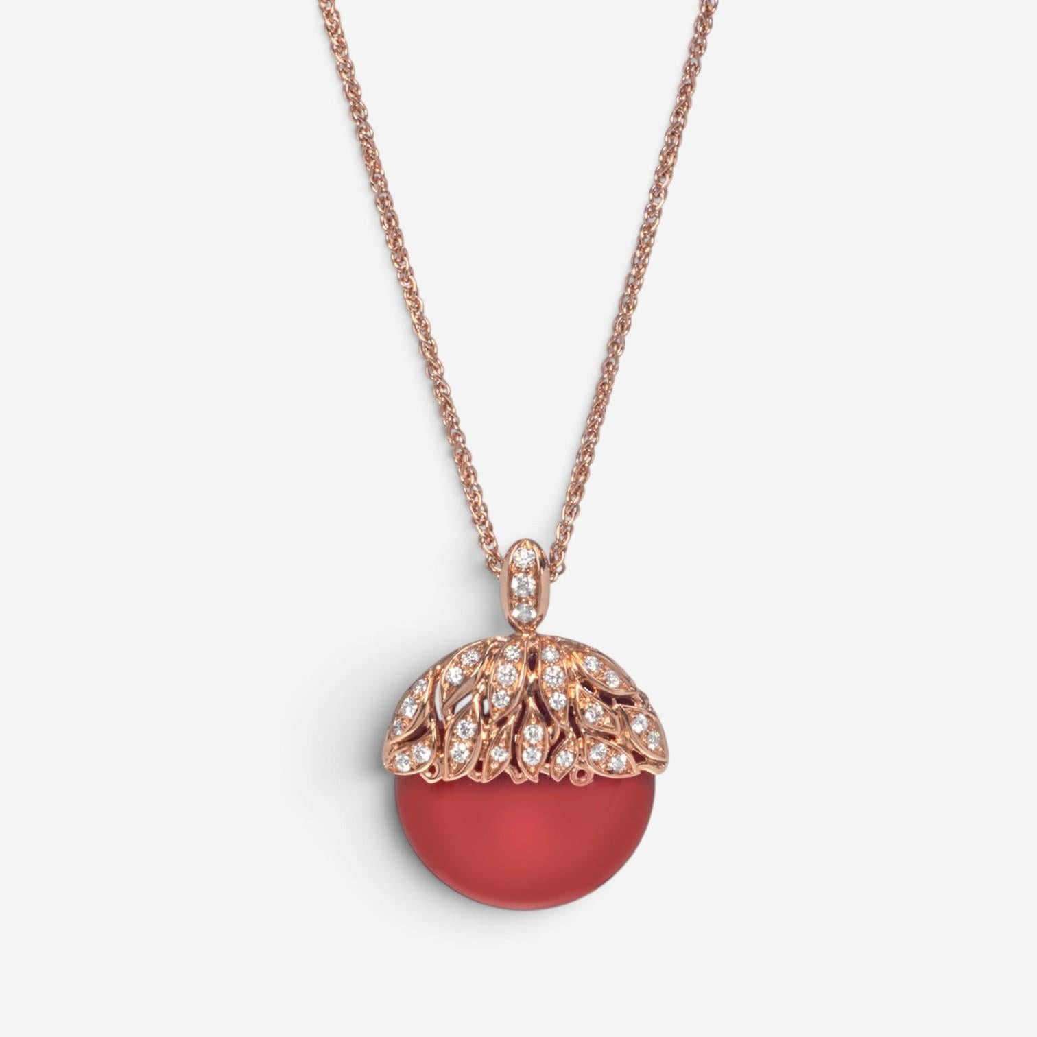 Luca Carati 18K Rose Gold Red Agate & Diamond Pendant Necklace G982C-C48A