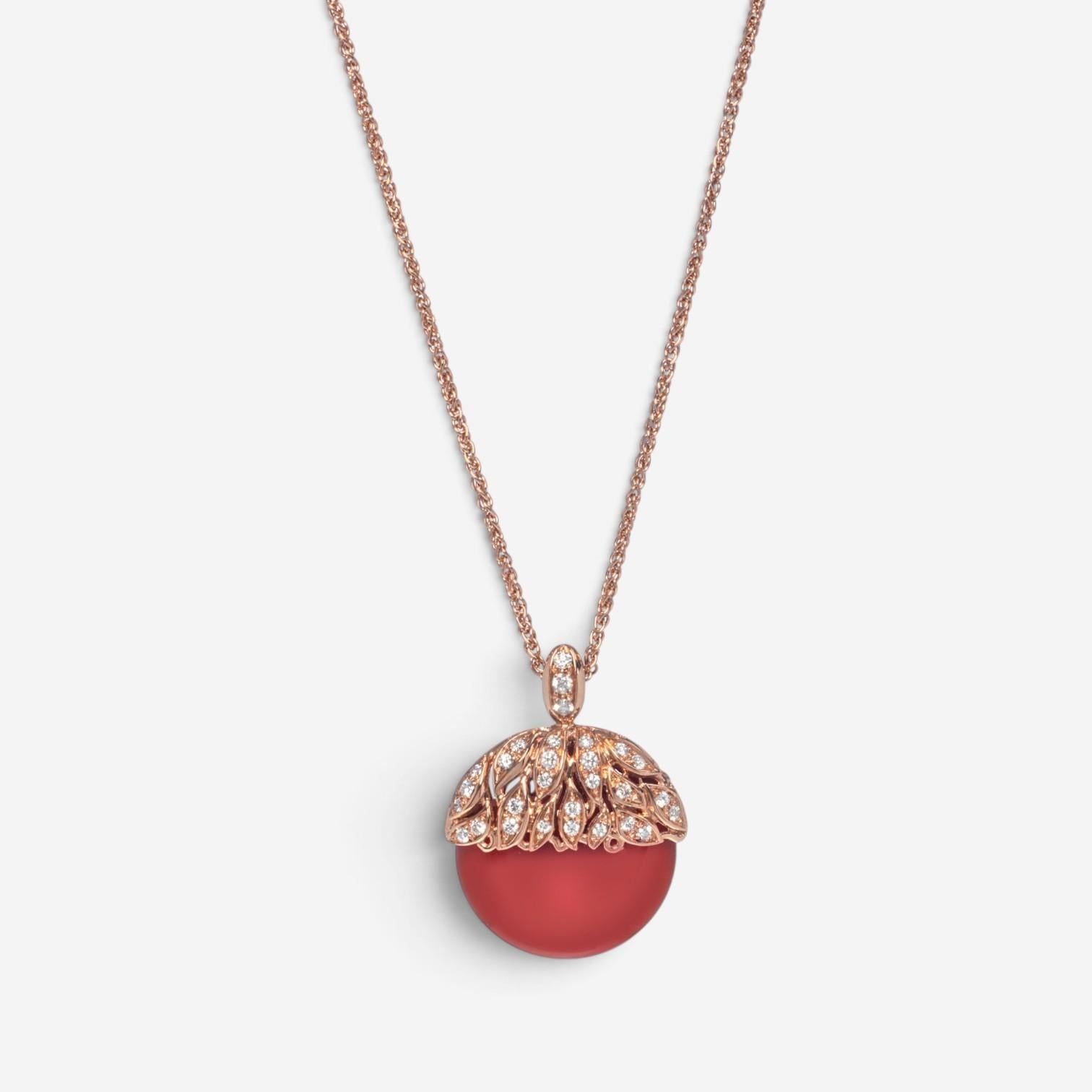 Luca Carati 18K Rose Gold Red Agate & Diamond Pendant Necklace G982C-C48A