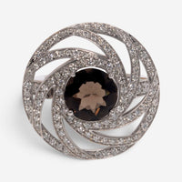 Luca Carati 18K White Gold Smoky Quartz & Diamond Cocktail Ring Sz. 7 048405
