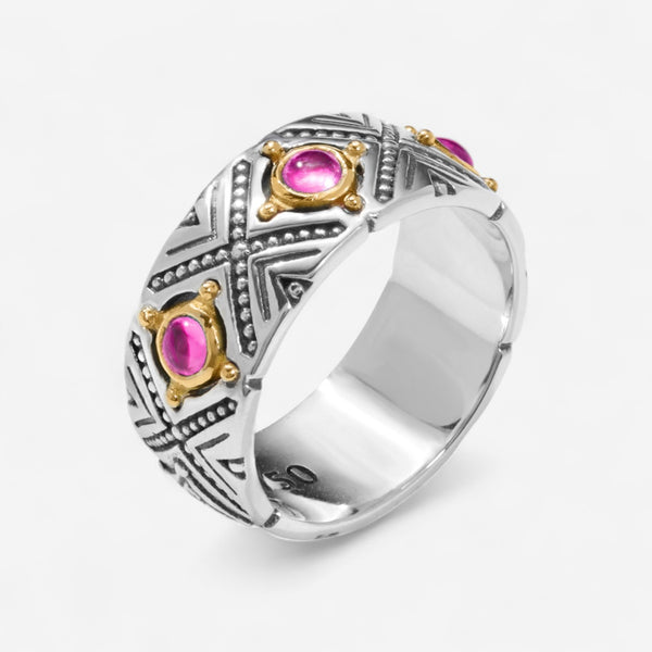 Konstantino Dome Sterling Silver & 18K Yellow Gold Corundum Ring Sz. 6 DKJ974-538-S6