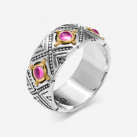 Konstantino Dome Sterling Silver & 18K Yellow Gold Corundum Band Ring Sz. 8 DKJ974-538-S8