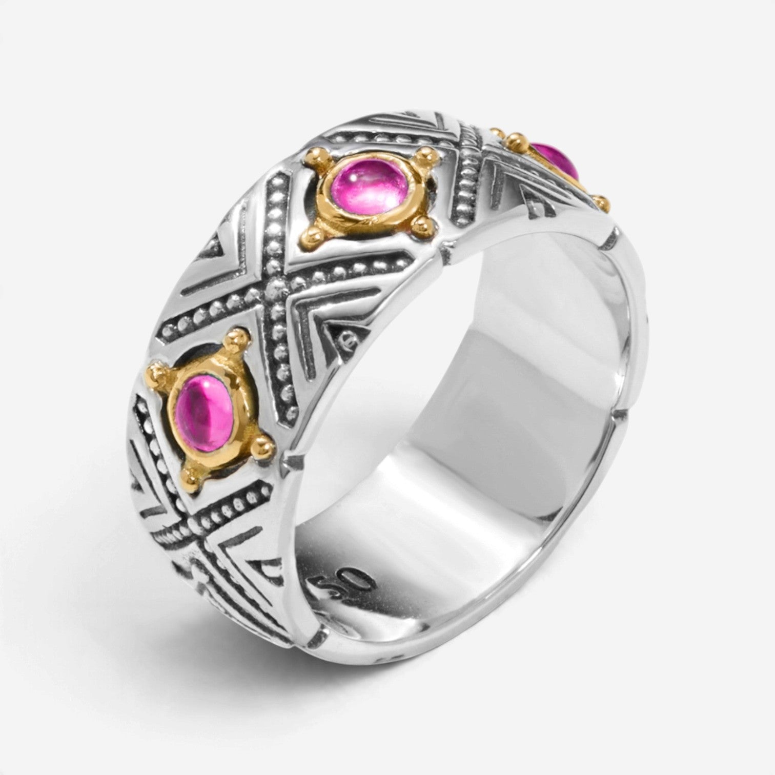 Konstantino Dome Sterling Silver & 18k Yellow Gold Corundum Band Ring Sz. 7 DKJ974-538-S7 - THE SOLIST