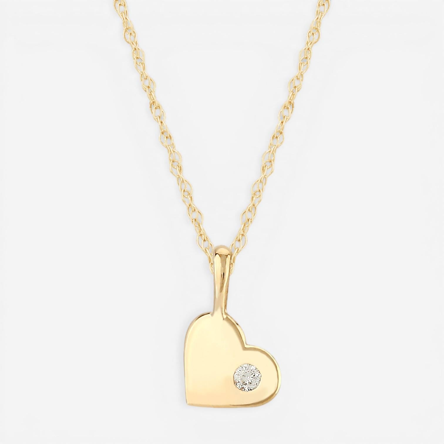 14K Yellow Gold Diamond Heart Pendant Necklace 05/041-D