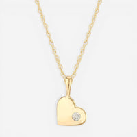 14K Yellow Gold Diamond Heart Pendant Necklace 05/041-D