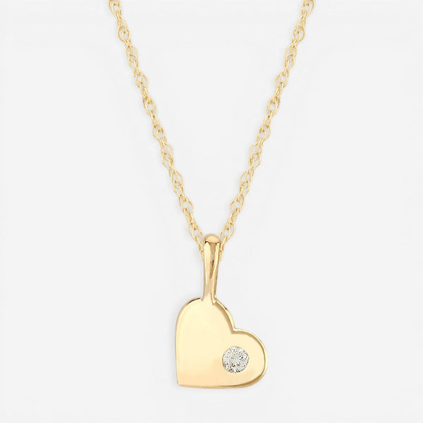 14K Yellow Gold Diamond Heart Pendant Necklace 05/041-D