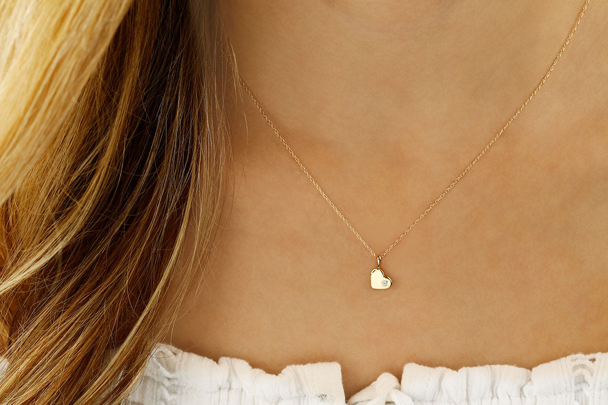 Ina Mar 14K Yellow Gold Diamond Heart Pendant Necklace 05/041-D