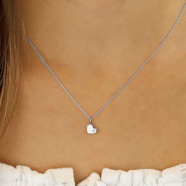 Ina Mar 14K White Gold Diamond Heart Pendant Necklace 05/041W-D