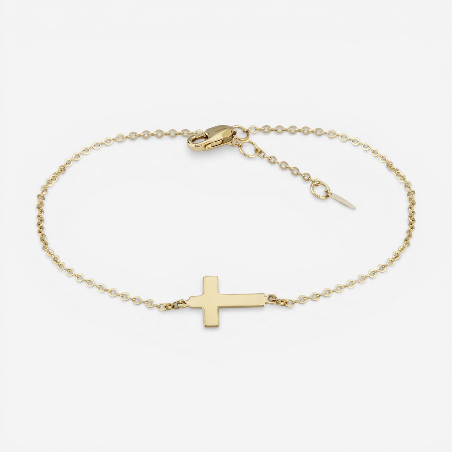 14K Yellow Gold Cross Chain Bracelet 05/600-7.5 - THE SOLIST