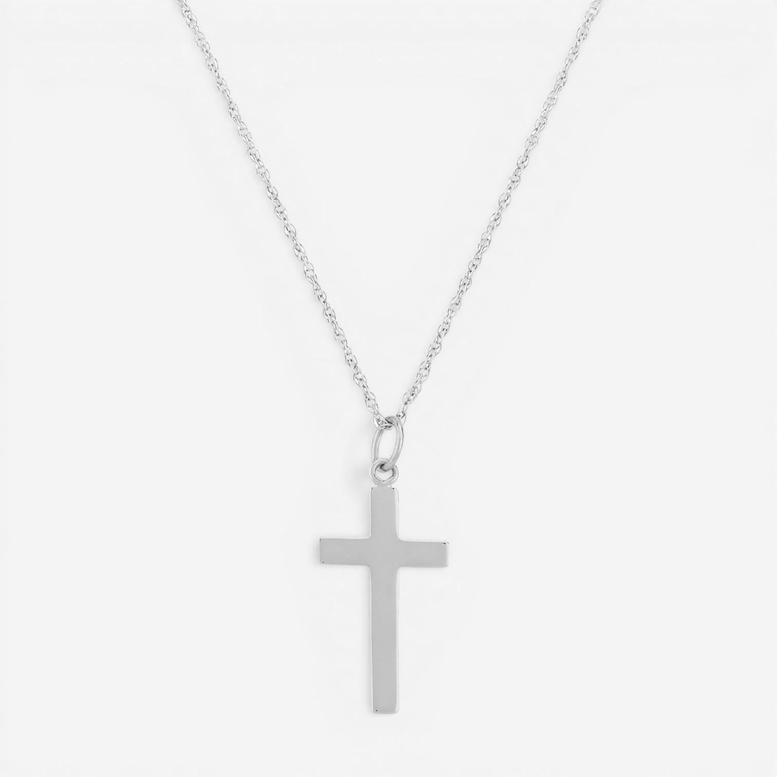 14K White Gold Cross Pendant Necklace 05/602W - THE SOLIST