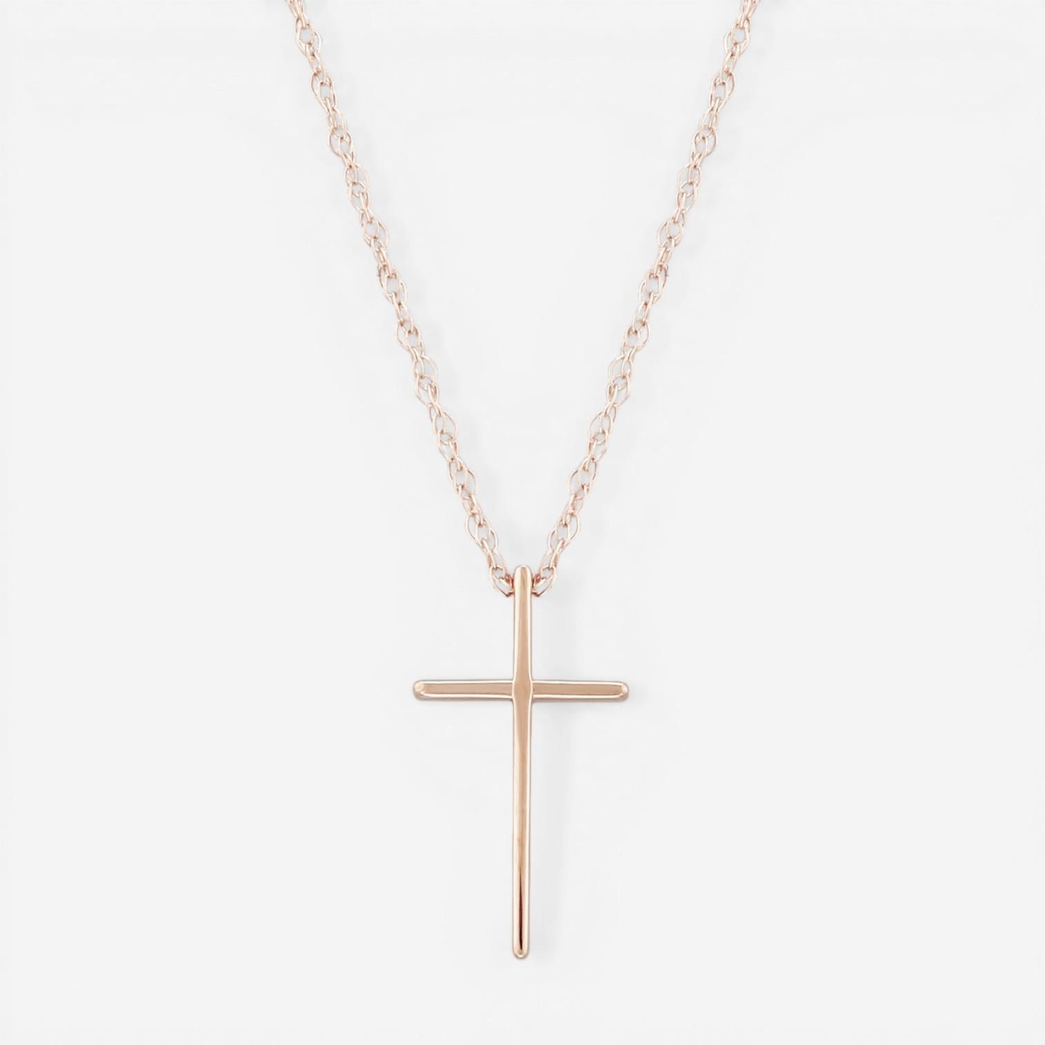 14K Rose Gold Swedged Cross Pendant Necklace 05/605R - THE SOLIST