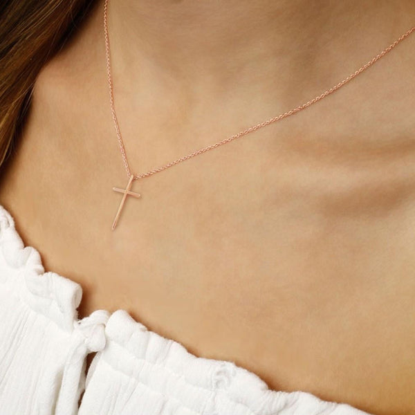 Ina Mar 14K Rose Gold Cross Pendant Necklace 05/605R
