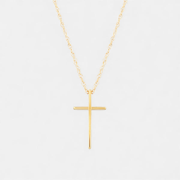 Ina Mar 14K Yellow Gold Swedged Cross Pendant Necklace 05/605
