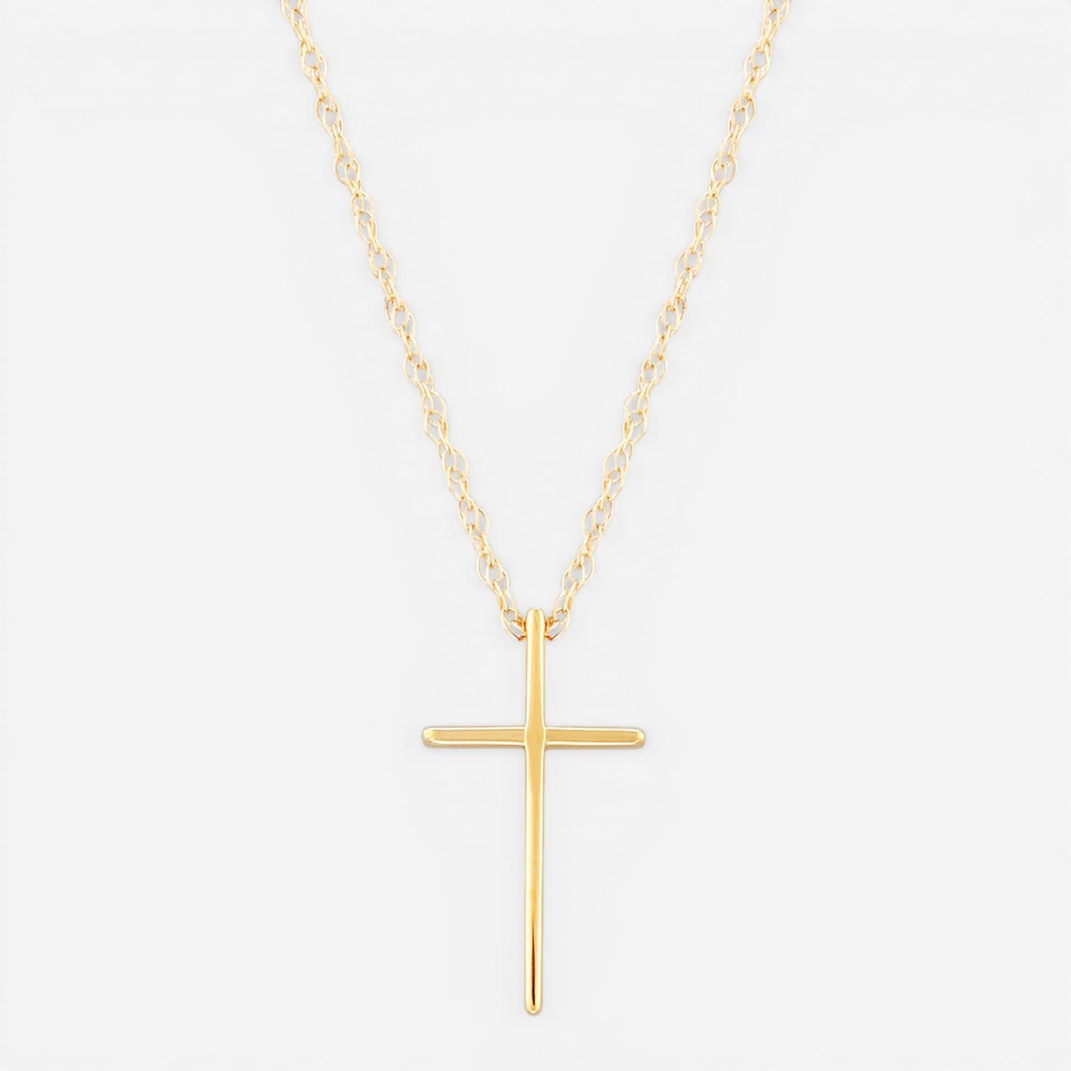 Ina Mar 14K Yellow Gold Swedged Cross Pendant Necklace 05/605