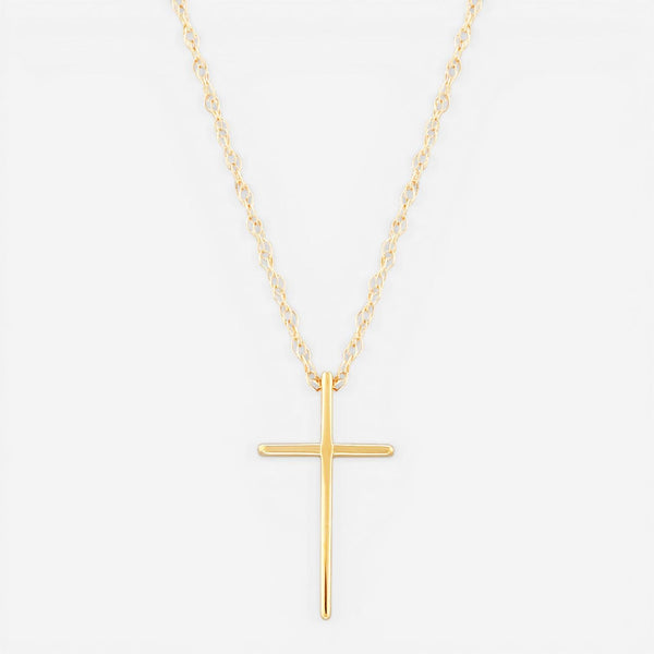 Ina Mar 14K Yellow Gold Swedged Cross Pendant Necklace 05/605