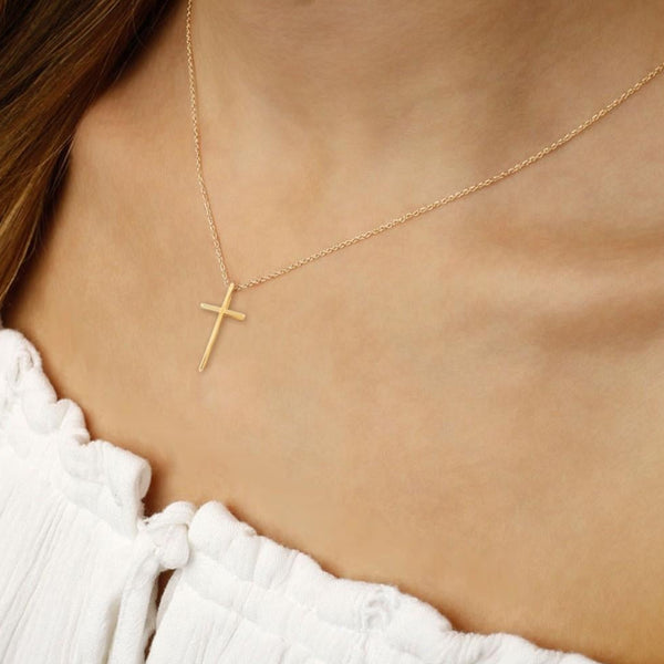 14K Yellow Gold Swedged Cross Pendant Necklace 05/605 - THE SOLIST