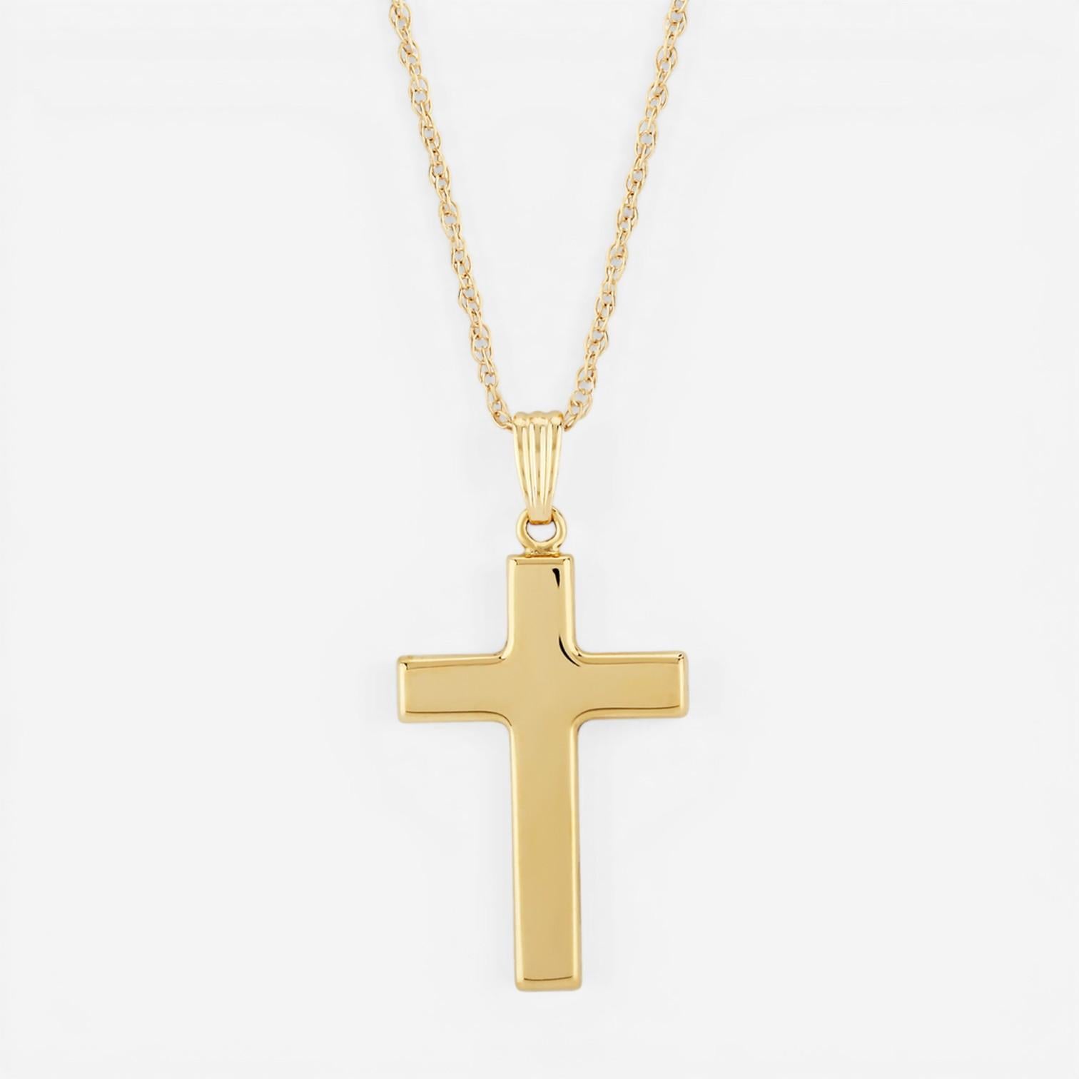 14K Yellow Gold Polished Cross Pendant Necklace 05/677-18
