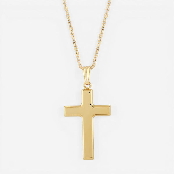 14K Yellow Gold Polished Cross Pendant Necklace 05/677-18