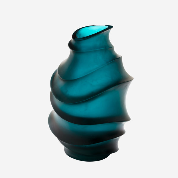 Daum Sand Blue Crystal Vase by Christian Ghion 05575-1