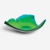 Daum Ginkgo Large Green Crystal Leaf Bowl Centerpiece 05578-1