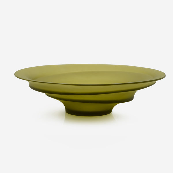 Daum Sand Collection By Christian Ghion Olive Green Pâte De Cristal Bowl 05591-1 - THE SOLIST