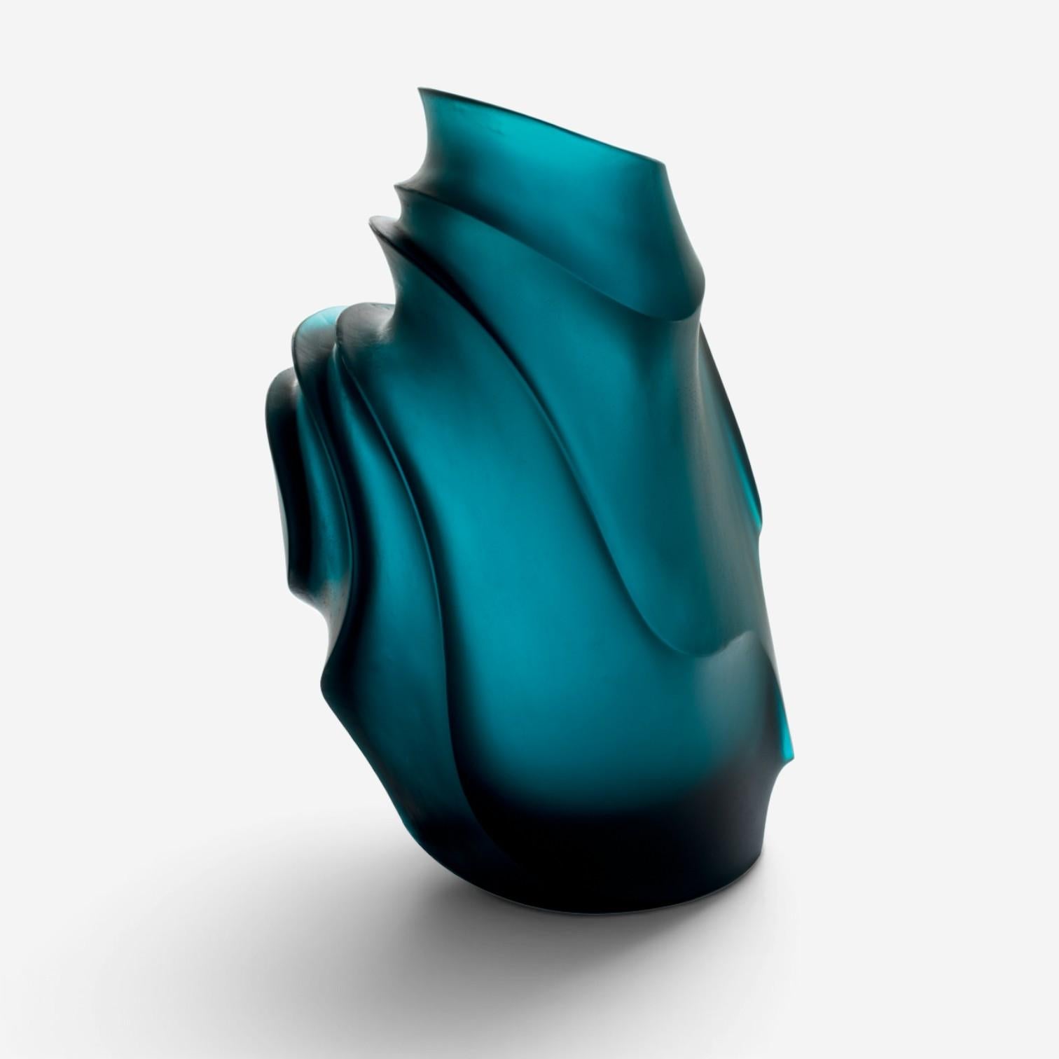 Daum Sand Limited Edition Large Blue Crystal Vase 05593