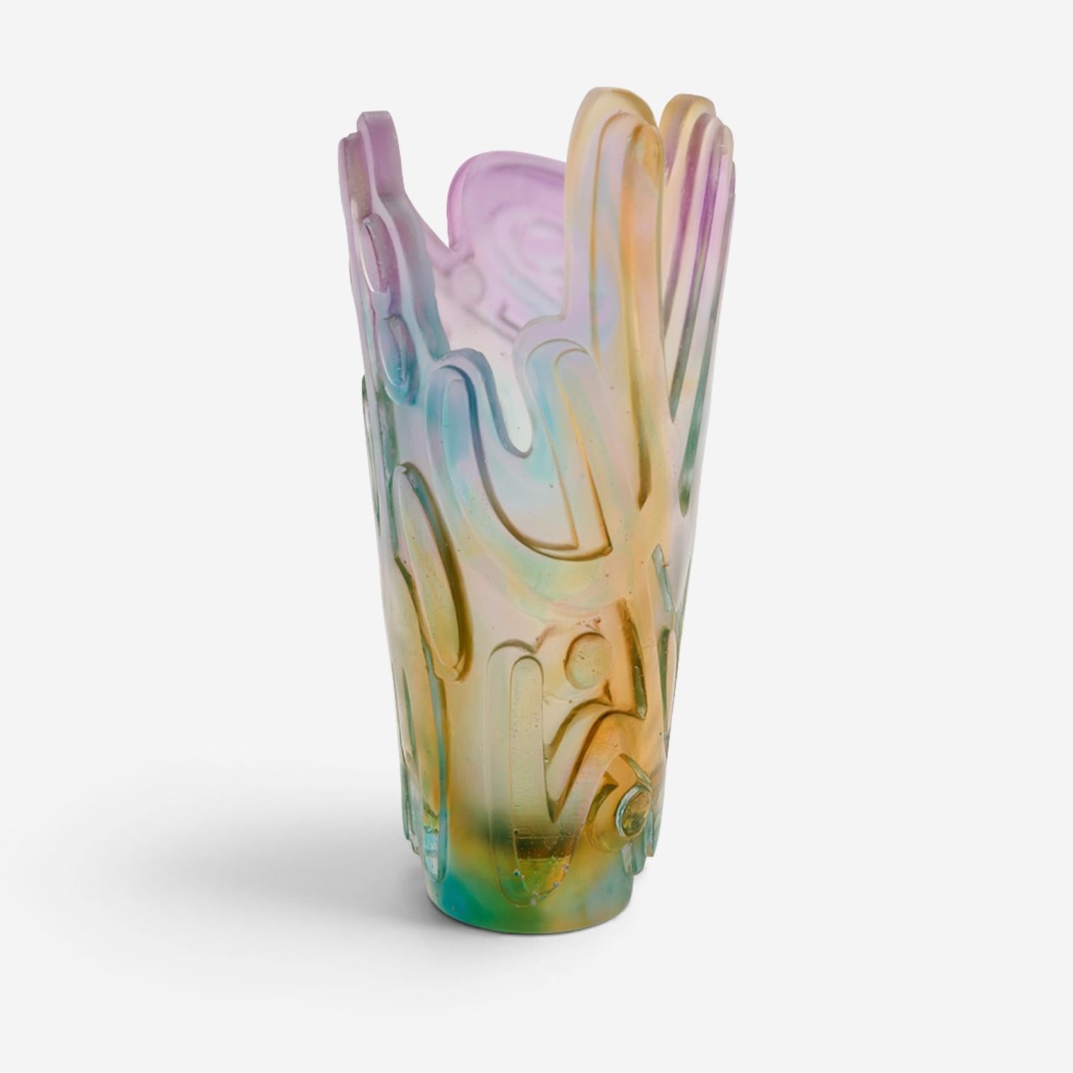 Daum Multicolor Limited Edition JonOne's Crystal Rock II Vase 05690