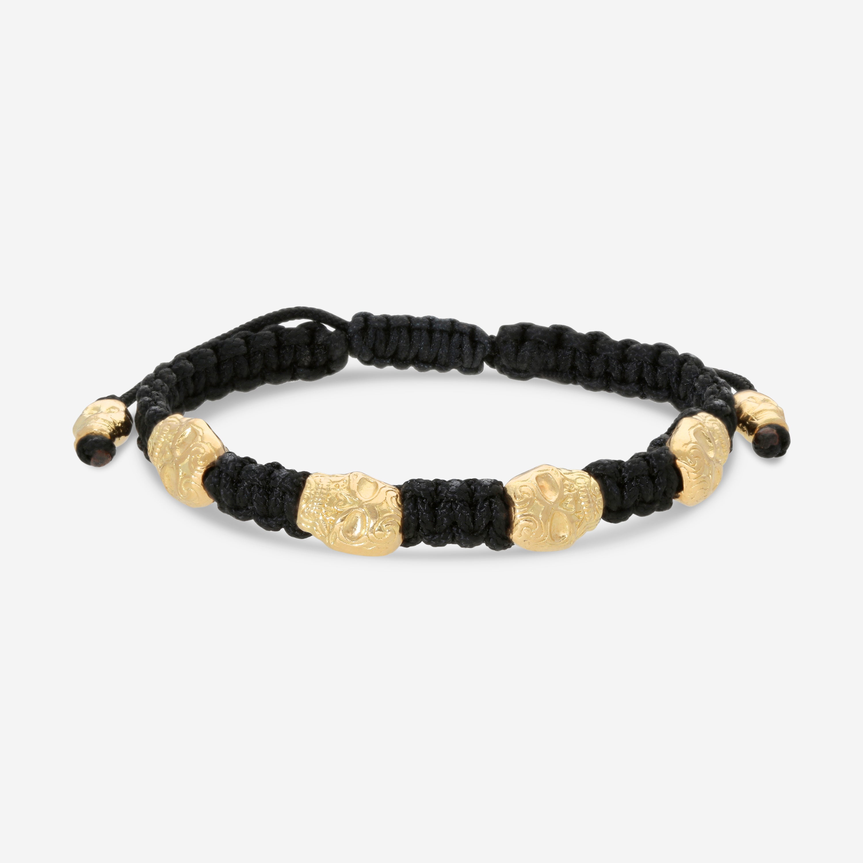 Armenta Romero 18K Yellow Gold & Black Woven Cord Bracelet 06013