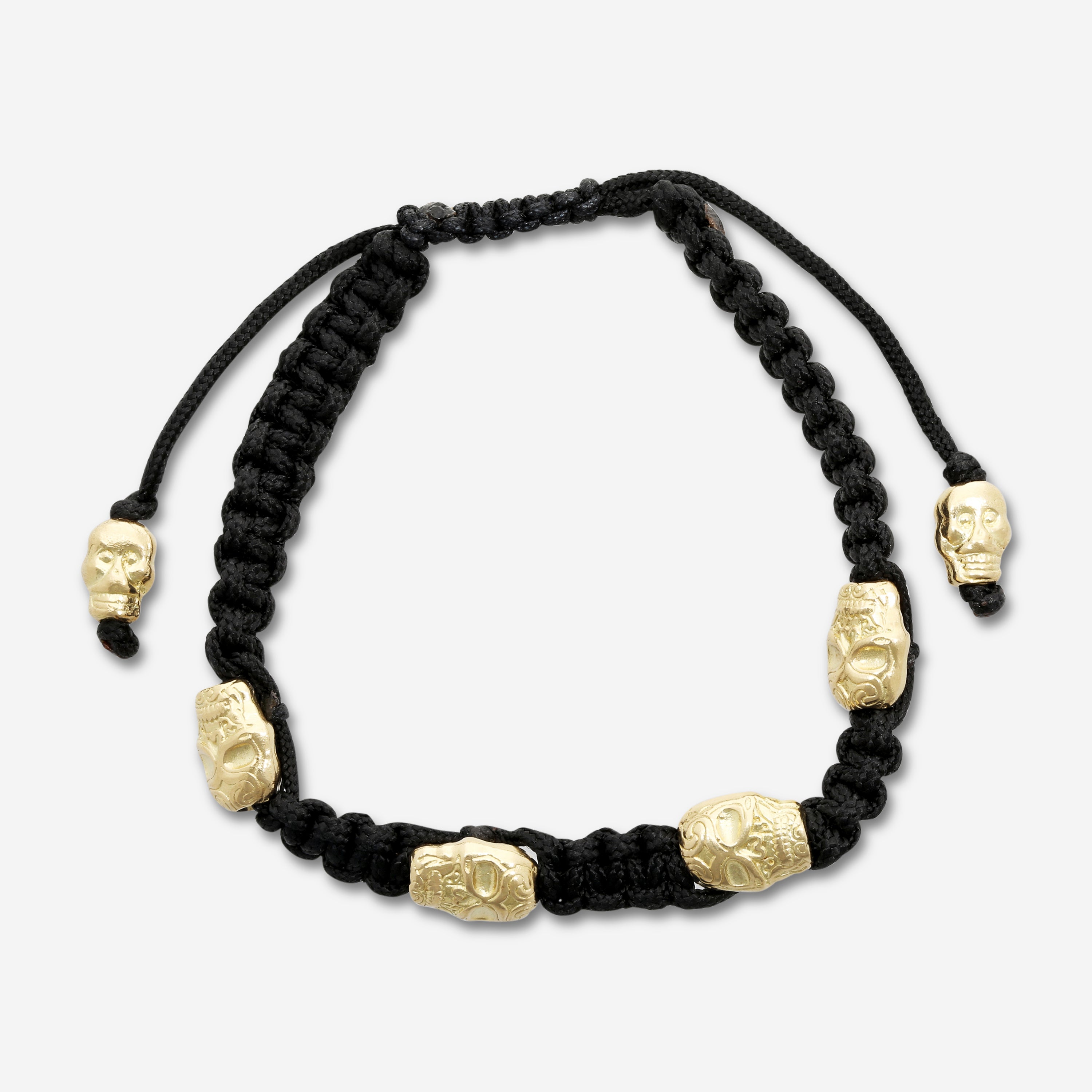 Armenta Romero 18K Yellow Gold & Black Woven Cord Bracelet 06013