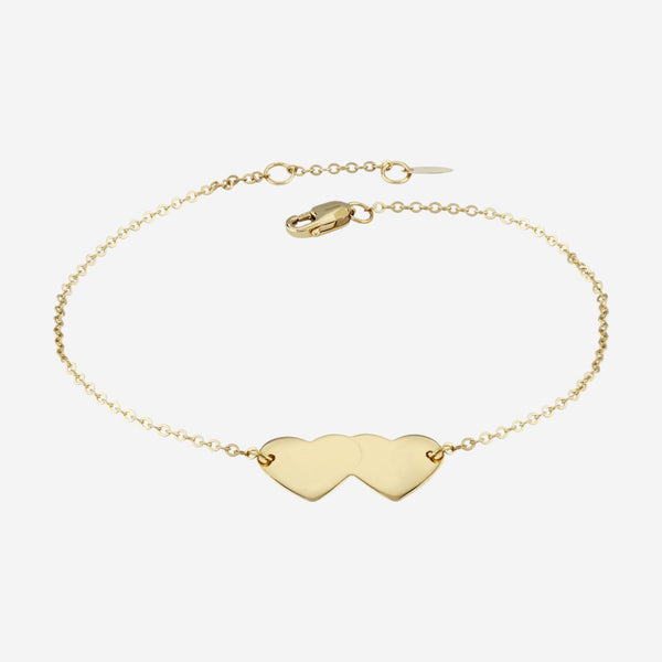 Ina Mar 14K Yellow Gold Double Heart Bracelet 07/246-7.5
